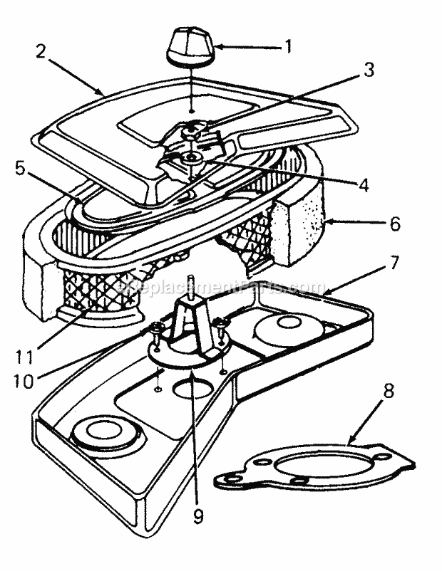 Air Cleaner Diagram and Parts List for 1610 135-393-100, 135-393-399, 0350042U, 136-393-1 Cub Cadet Lawn Mower